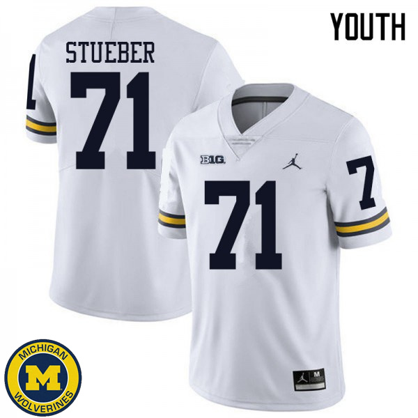 Youth University of Michigan #71 Andrew Stueber White Jordan Brand Football Jersey